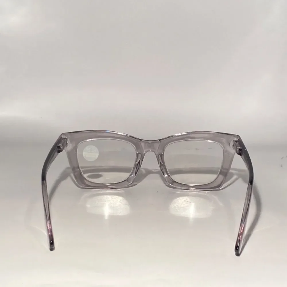 1178 Gretchen Reading Glasses 2.5 Square Clear Grey Oversize NWT